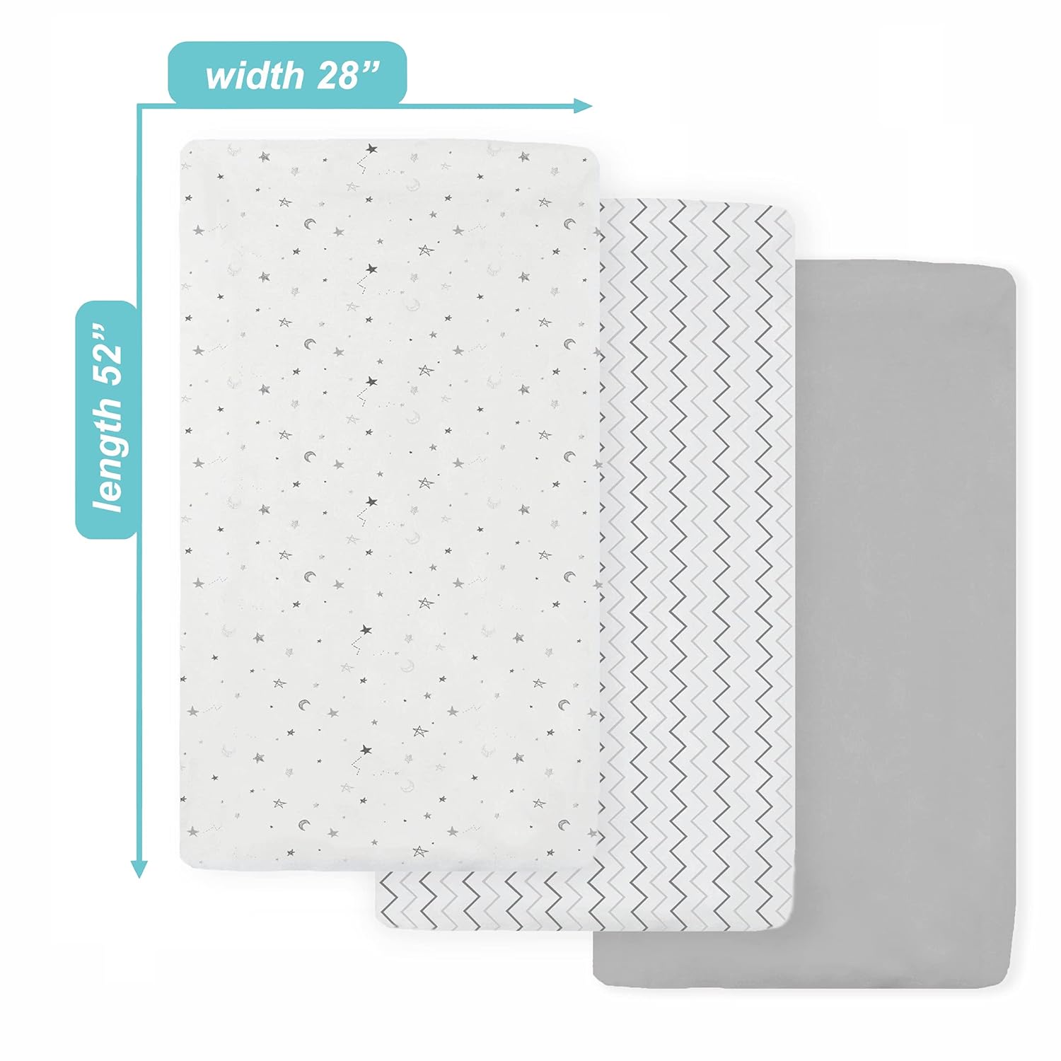 American Baby Company 3 Piece 100% Cotton Jersey Knit Fitted Crib Sheet for Standard Crib and Toddler Mattresses, Grey Star/Zigzag, for Boys and Girls : Baby
