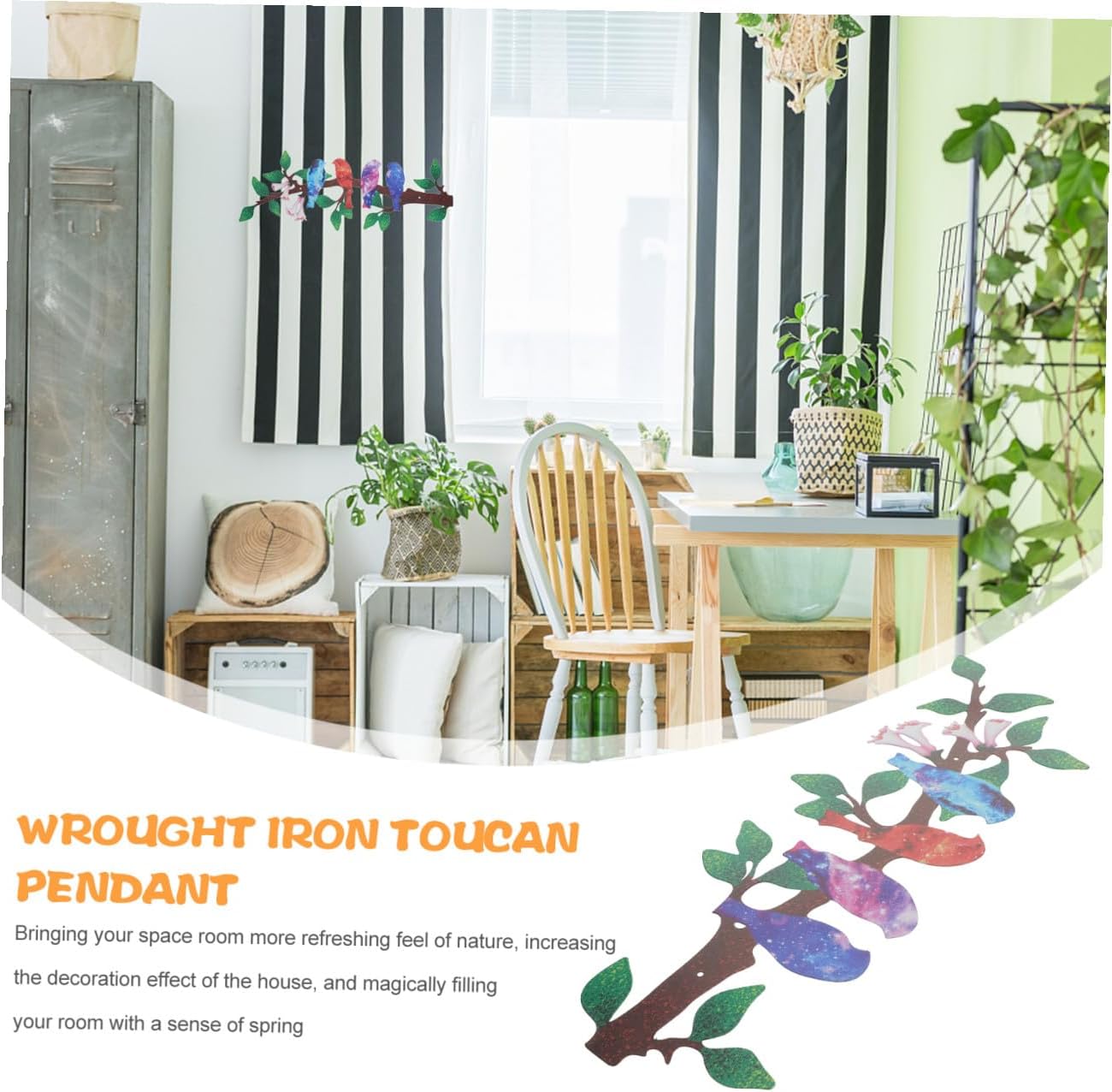 Happyyami 3pcs Iron Toucan Birds on Branch Wall Art Bird Wall Hanging Birds Metal Sculpture Metal Statue Pendant Outdoor Plaques Decorative Outdoor Decor Outdoor Bird Wall Decor Animal