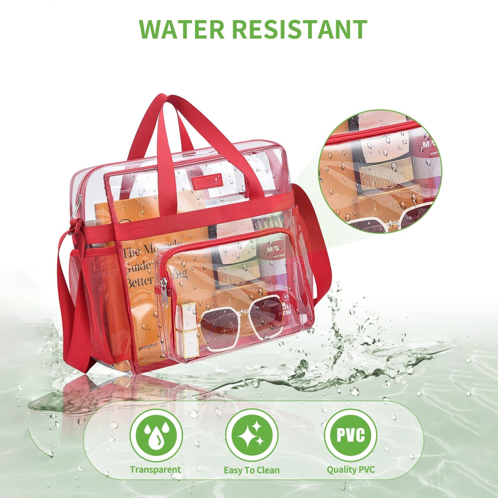 Bolsa transparente aprobada para estadios, bolsa transparente de 12 x 6 x 12 pulgadas para eventos en estadios, bolsas con asa superior para mujer para conciertos y festivales de trabajo 4