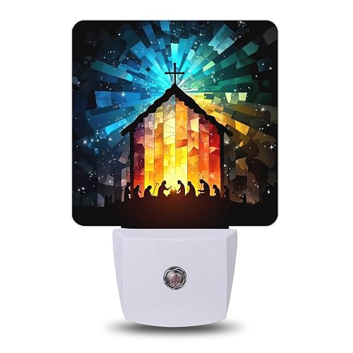 Nativity Stained Glass Night Lights Plug into Wall, Night Light
