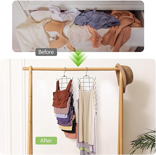Miniatura 8 de Perchas para camisetas sin mangas, paquete de 4 organizadores de brasieres para armario, organizadores colgantes de armario y almacenamiento para