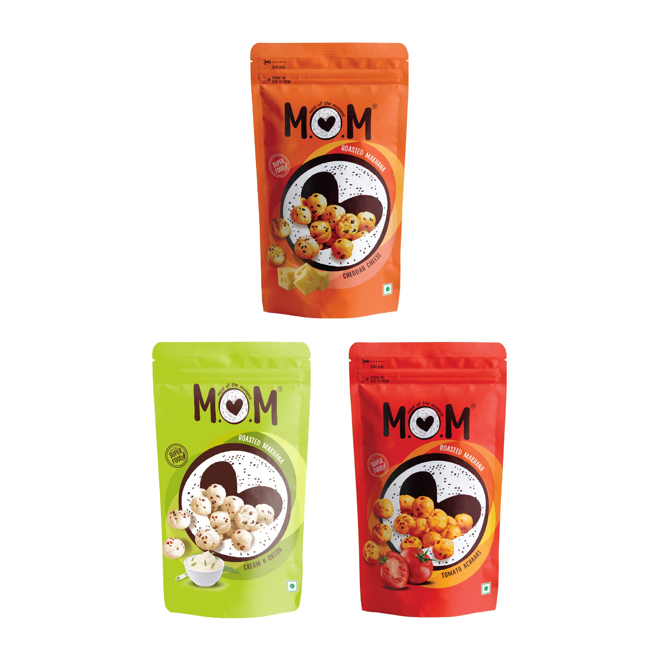 MOM - Meal of the Moment, Roasted Makhana Pack of Tomato Achaari, Cheddar Cheese, and Cream N Onion, 52g - Gluten Free | Anti Oxidants | MSG Free | Zero Trans Fat | No added Preservatives and No Artificial Flavours (B08GH8VR3Q) Amazon Price History, Amazon Price Tracker