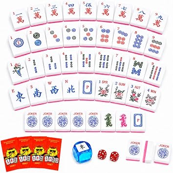 American Mahjong Tiles Set, 1.2 Inch Premium Pink Mah Jongg Tile Sets