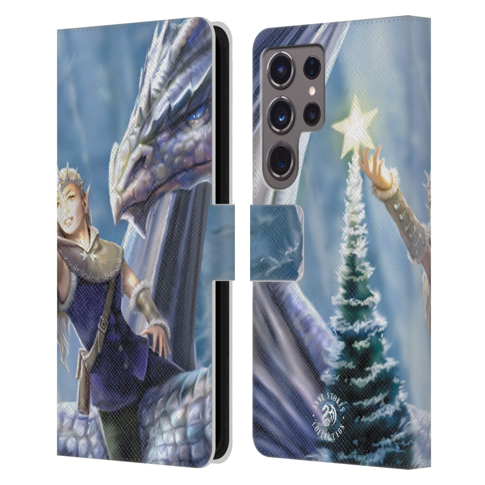 Funda Samsung Galaxy S24 Ultra libro cuero protectora Anne Stokes Navidad 7