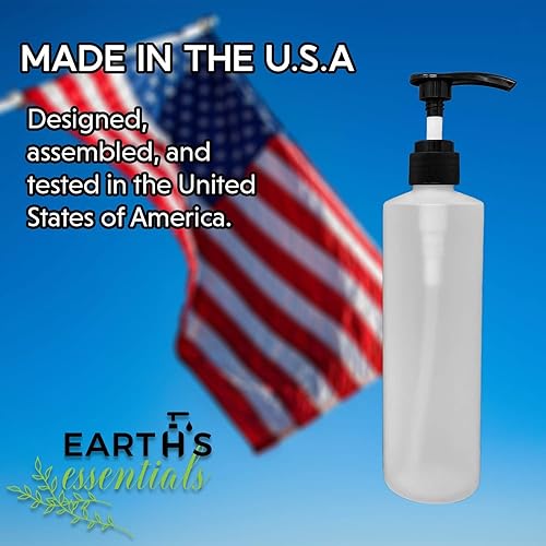 Miniatura 4 de Earth's Essentials Paquete de dos botellas recargables de plástico HDPE de 16 onzas con embudo patentado de rosca, ideal para dispensar lociones,