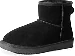 DREAM PAIRS Women's Winter Snow Boots Genuine Suede Faux Fur Lining Water Resistant Anti-Slip Warm Booties Slip On Memory Foam Comfort Ankle Boots FuzzyClassic Ⅱ