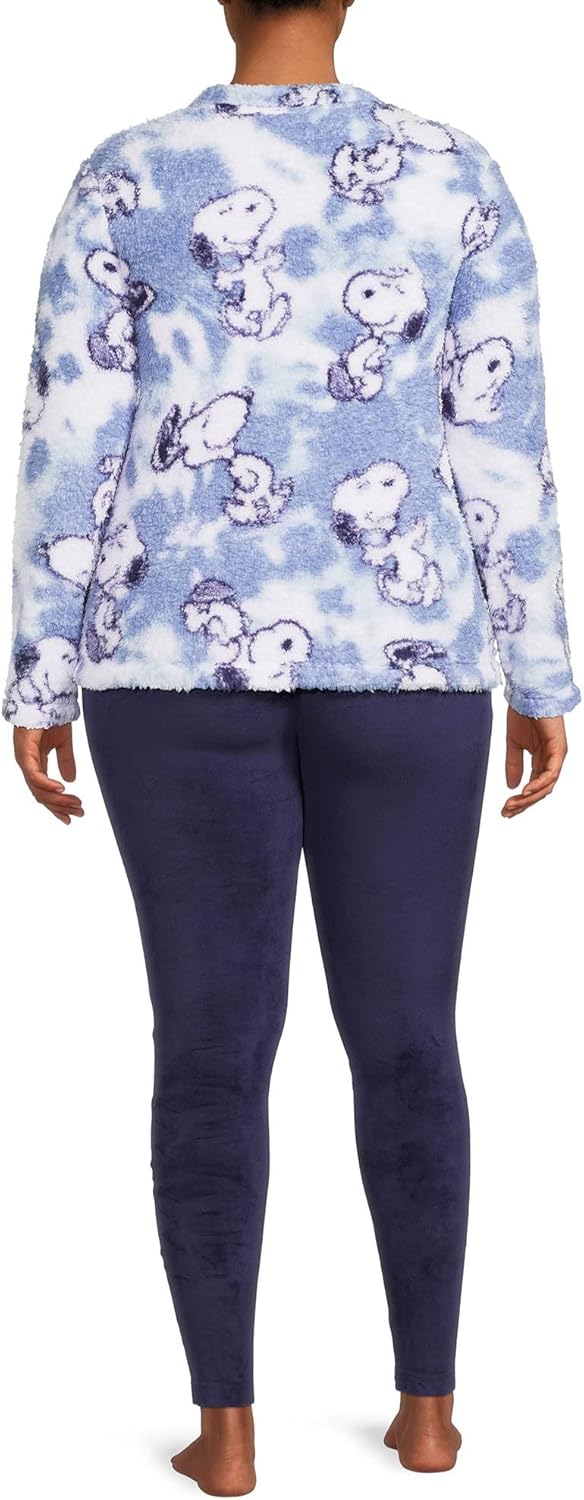Peanuts Women's Snoopy 2 Piece Pajama Set (8-10) Blue - Image 3