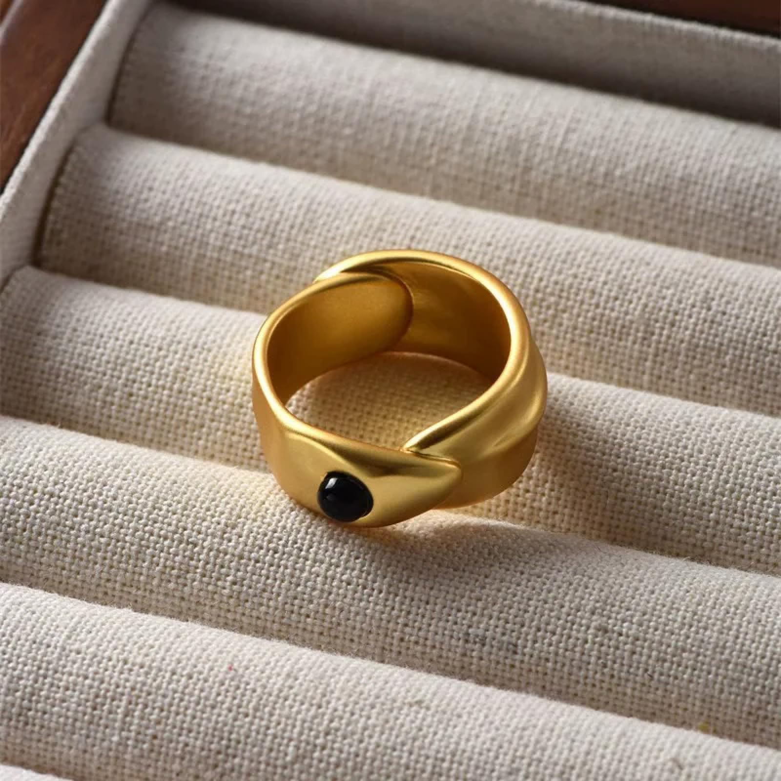 Ring Ringe Damen Bijouterie Herren Kreisförmiger, Überlappender Ring Aus Schwarzem Achat Für Männer Und Frauen, Modisches Nischendesign, Schlichter, Allgleicher Vintage-Trendschmuck