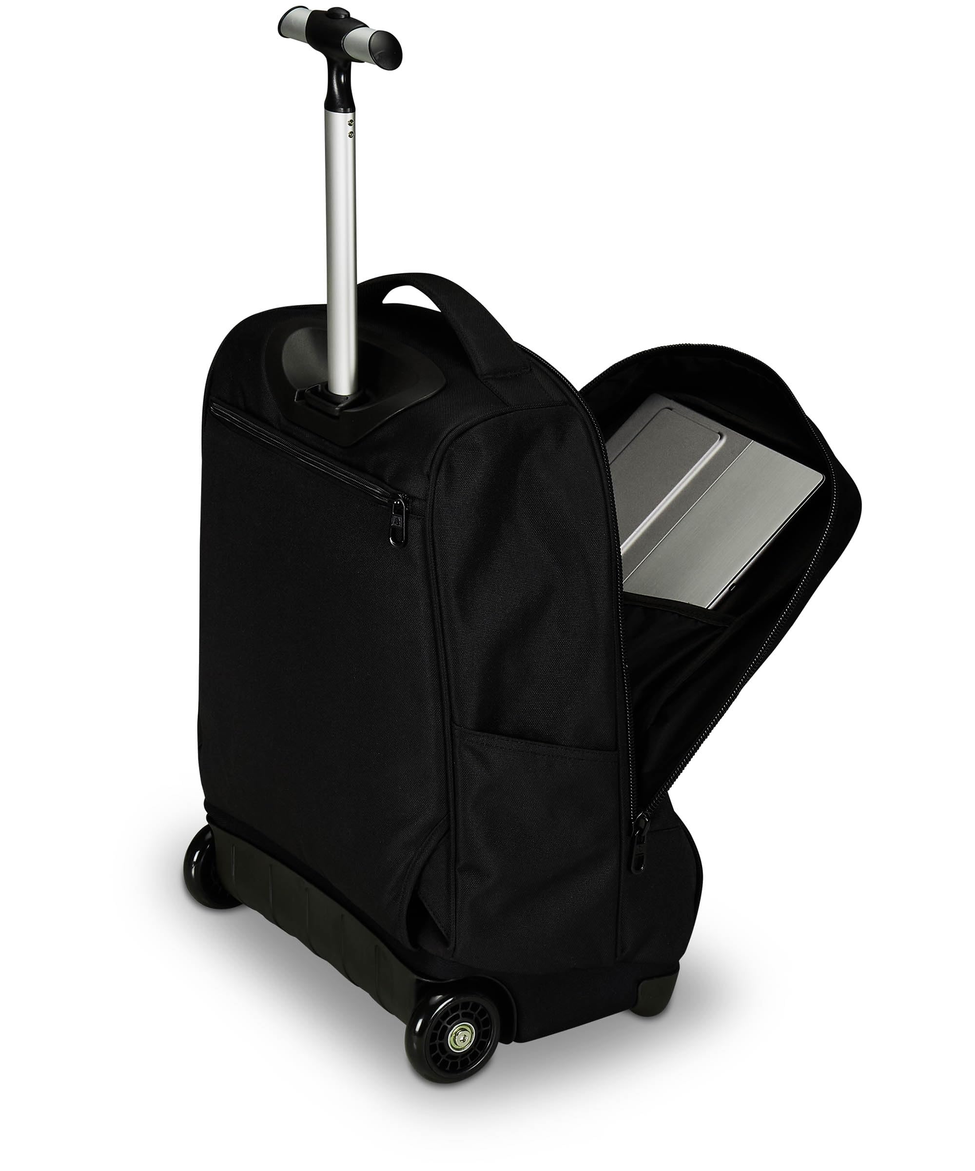 Invicta Trolley Scuola Benin Solid, Nero, 2 in 1, Con Spallacci Uso Zaino, Tasca porta Borraccia e Porta Laptop, Scuola & Viaggio, Ragazzi