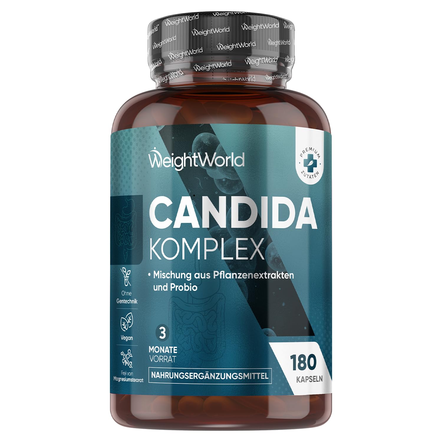 Candida Komplex - 180 vegane Kapseln - Bifidobakterien, Mit Lactobacillus  Acidophilus, Caprylsure, Aloe Vera, Traubenkernextrakt - 3 Monate Vorrat -  ...
