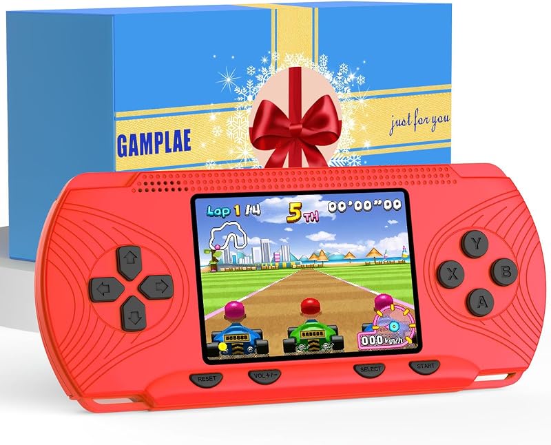 Handheld Games for Kids Video Game Player Preloaded 258 Video Games | Portable Gaming Player with 3 Cartridges & 3" HD Screen, Travel Electronic Toy Birthday Xmas Gift for Boys Girls Kids 4-12