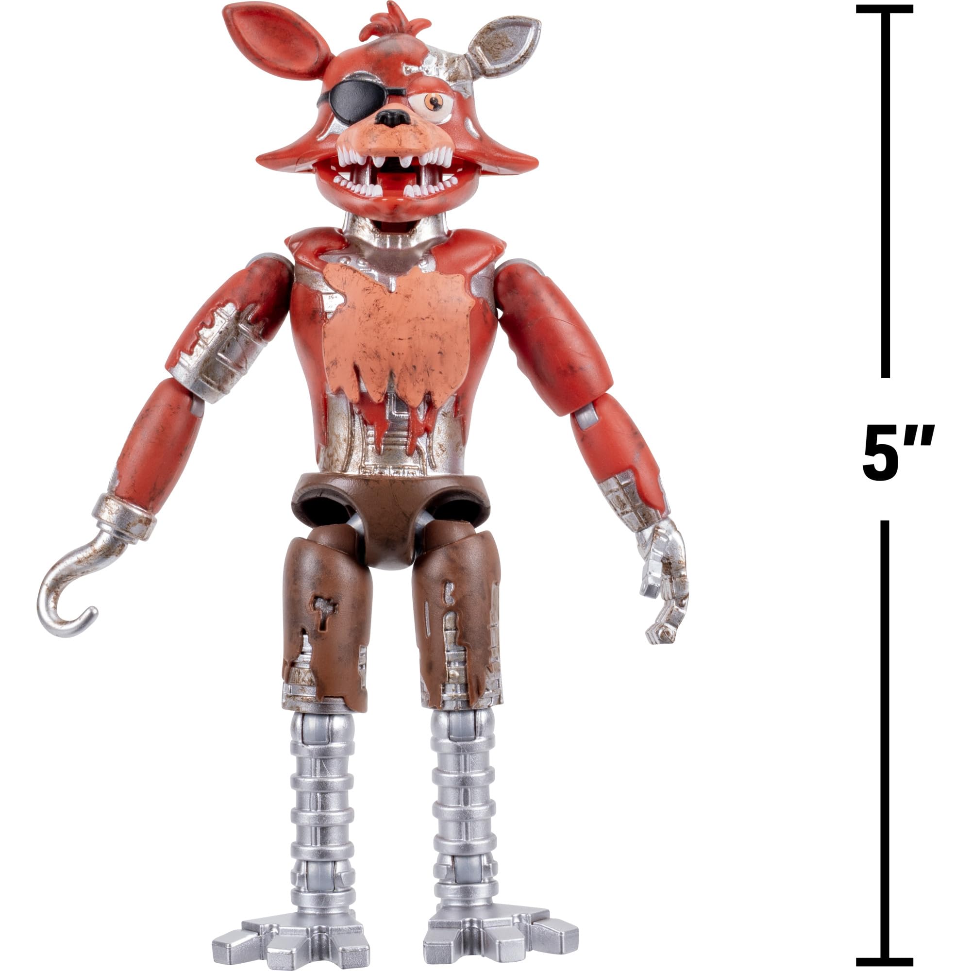 Jazwares Five Nights at Freddy’s Withered Foxy - 5-Inch Articulated Figure with Jumpscare Feature and Glow-in-The-Dark Eyes thumbnail 6