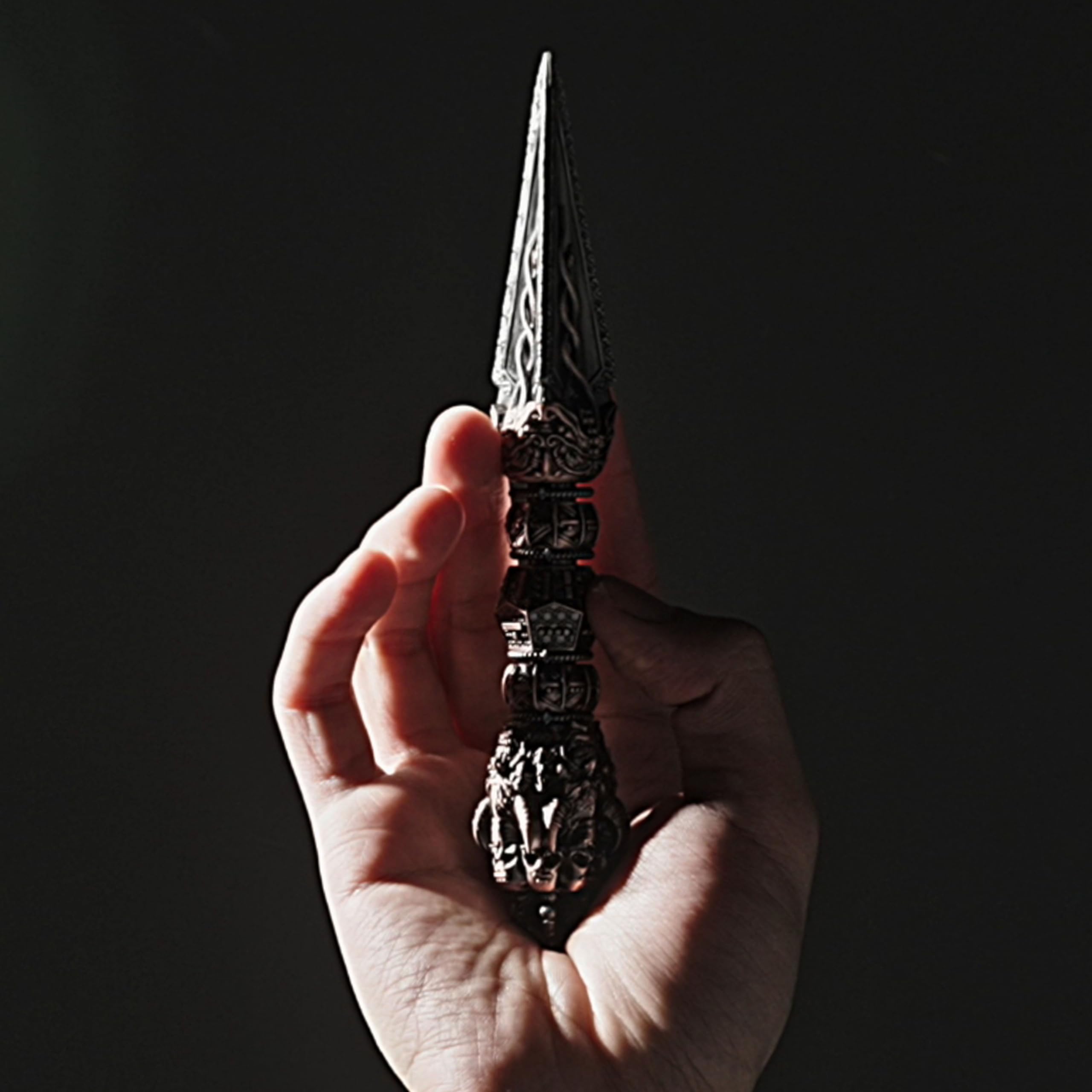 Wand Dice Dadi a bacchetta magica 7 in 1 per DND Dungeons and Dragons, dadi in metallo Fidget Spinner per D20 D12 D10 D8 D6 D4 D% collezione Goblin (nero)