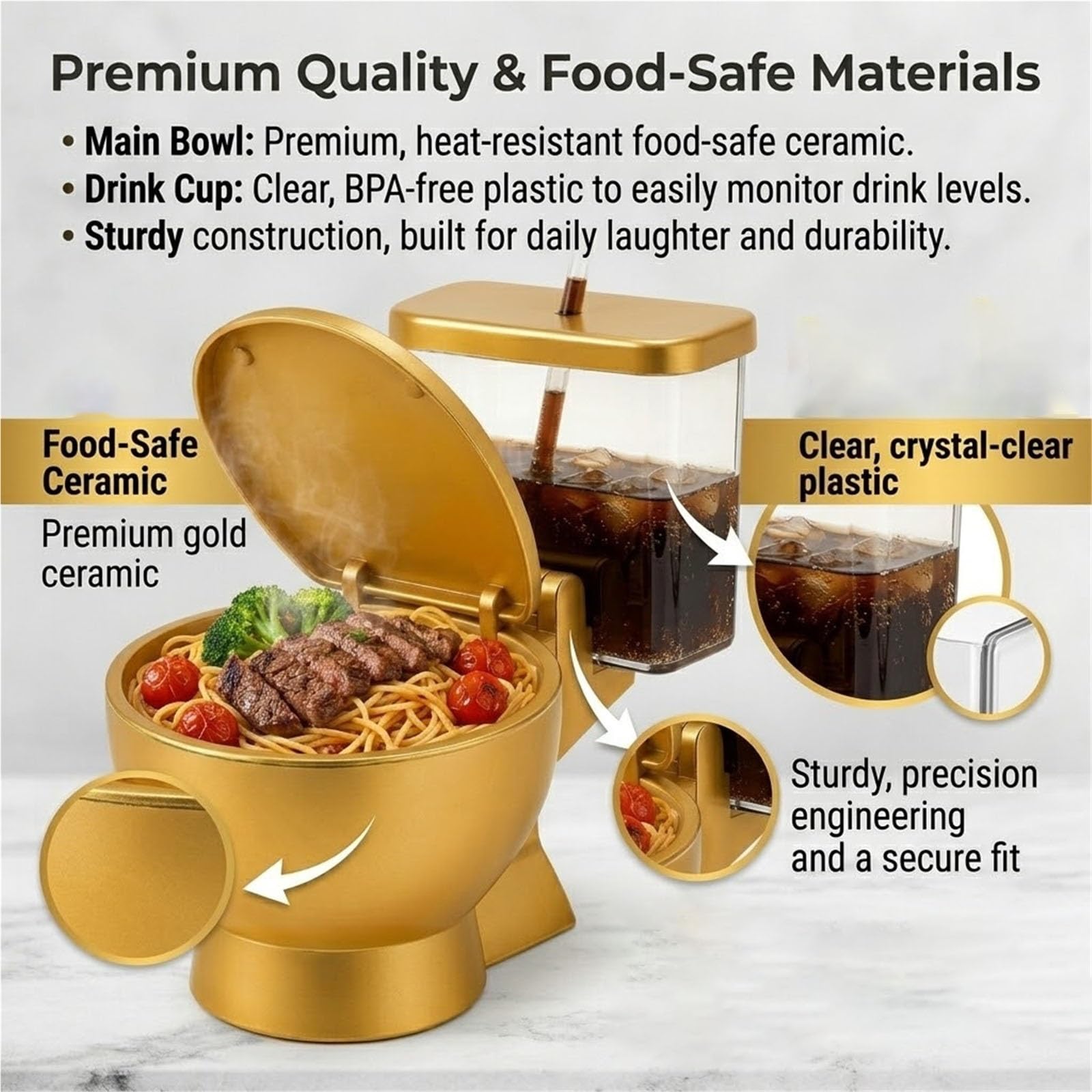 Neuartiges Ramenschüssel-Set In Toilettenform Mit Integriertem Trinkbecher Und Strohhalm, for Instant-Nudeln, Suppe, Snacks, Einzigartiges Gag-Geschenk