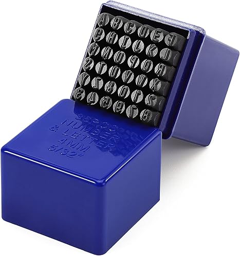 OCR Juego de 36 sellos de letras de números de acero de 0.157 in (532 pulgadas) (A-Z, 0-9 y punzón, herramienta de bricolaje para imprimir metal,