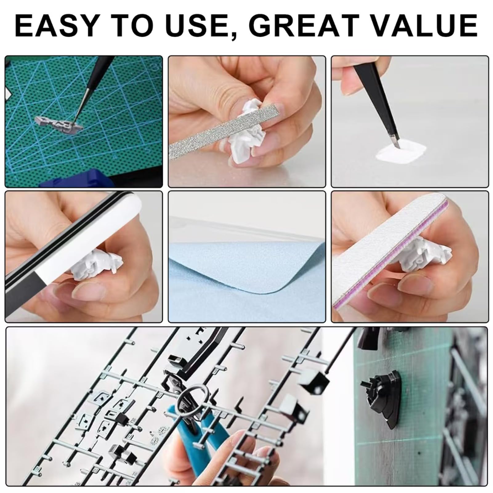Model Making Tools Kit for Plastic Model Kits Precision Hobby Building Tool Set including Cutters Files Tweezers for Gundam Car Model Assembly Repair and DIY Craft Projects - Image 4