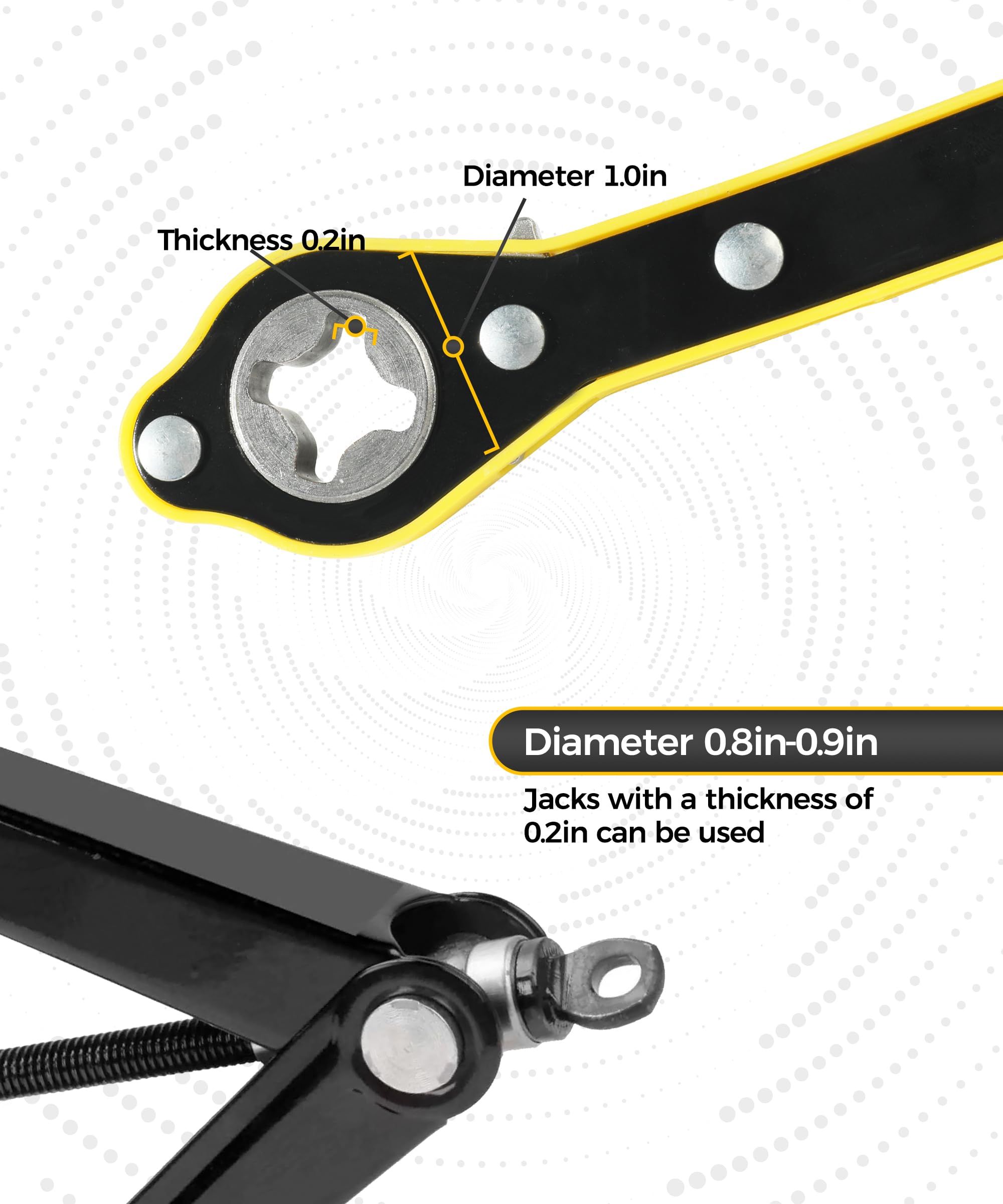 Flaconi Chiave a cricchetto per auto,Jack per auto Chiave di sollevamento, Automobili Ascensore Forbici Manovella Chiave con 360 ° Aabeza di attività,Adatto per Auto,SUV Camion,Furgoni