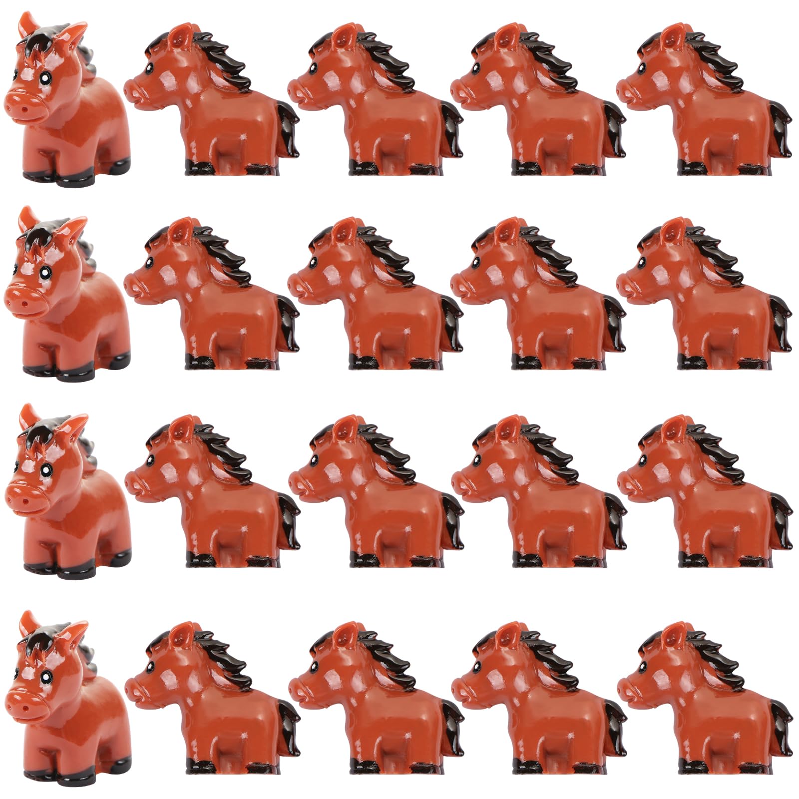 BENOSPACE 30Pcs Mini Horse Figurines Resin Animal Statue Ornaments Tiny Potted Home Cake Decor DIY Crafts Accessories Garden Herd of Flat Back Horses Fairy Outdoor Moss Micro Landscape Decoration