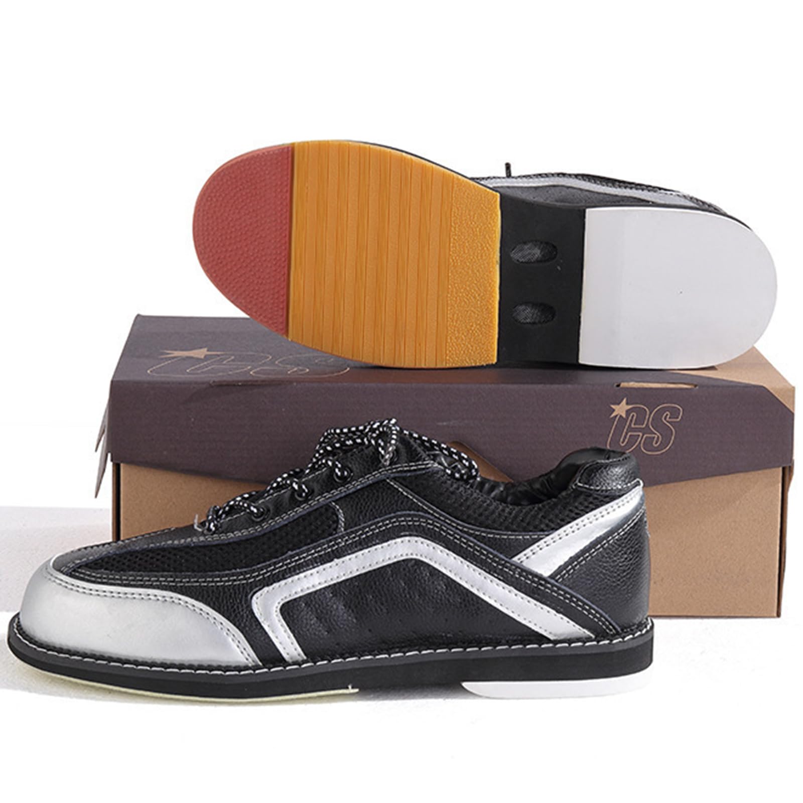 SDEQA Chaussures de Bowling pour Hommes, Design élégant, Baskets légères, Respirantes, Confortables et antidérapantes pour Les droitiers