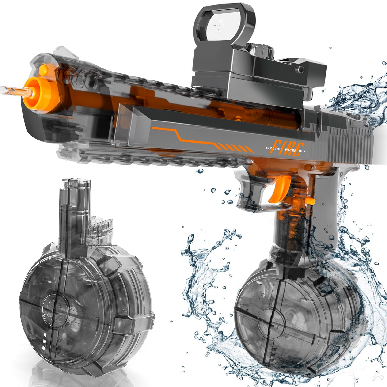 Automatic Manual Dual Modes Electric Water Guns - 36FT Transparent Automatic Long Range Squirt Guns High Powerful Strongest Water Gun Best Water Gun for Summer Pool Toys for Kid & Adult - Grey