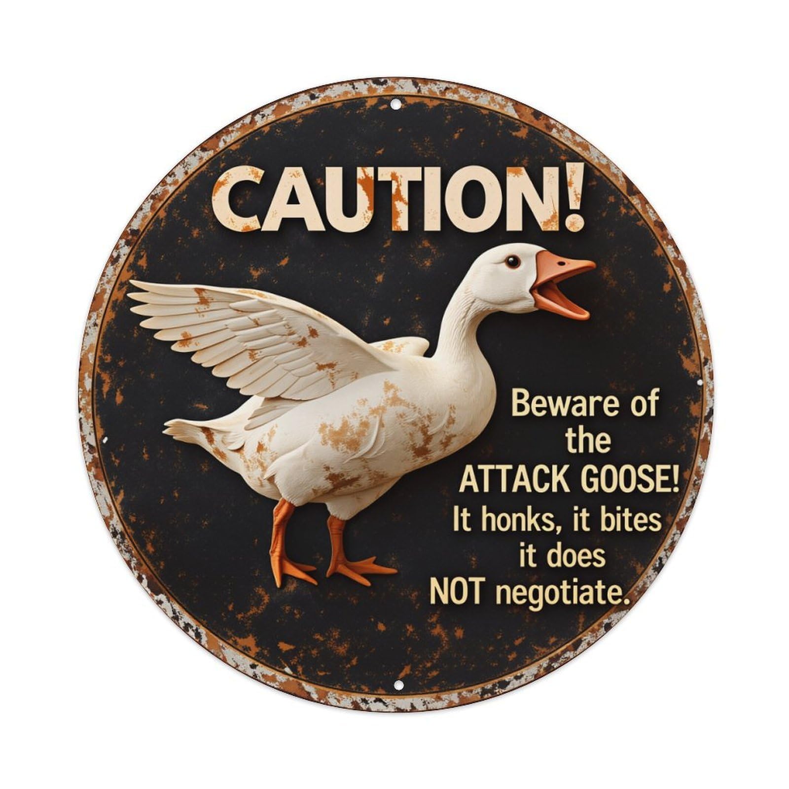 Caution Attack Goose Warning Sign Metal Tin Sign Vintage Garden Bedroom Cafe Bar Man Cave Home Wall Decor Metal Poster 8x8 inches