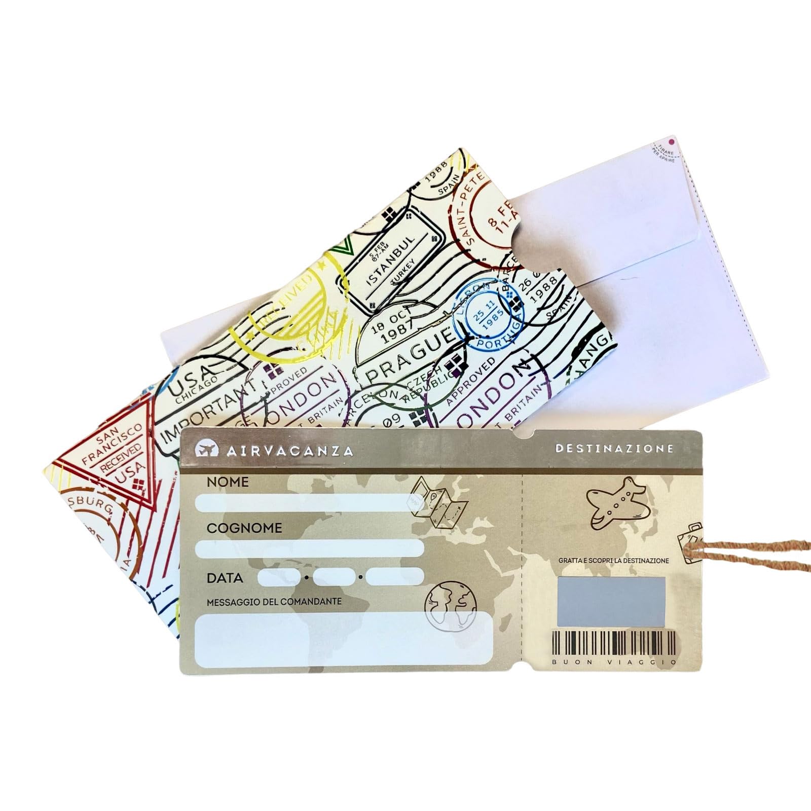 LINA OFFICINE GRAFICHE CREATIVE Travel Gift Card Size 21 x 10 cm with Card Holder Envelope