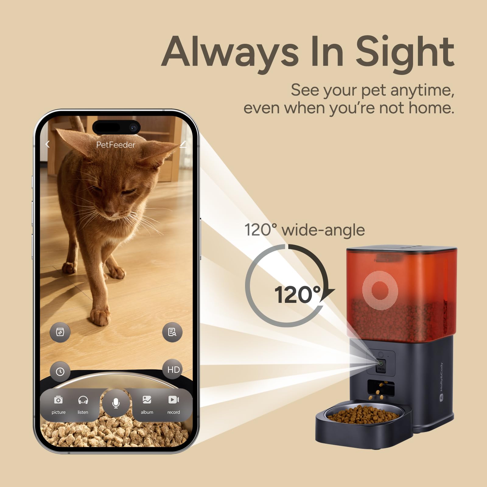 Comedero automático para Gatos con cámara: dispensador de Comida para Gatos con Comida Grande de 6 L para Gatos y Perros pequeños (Blanco y Rojo)