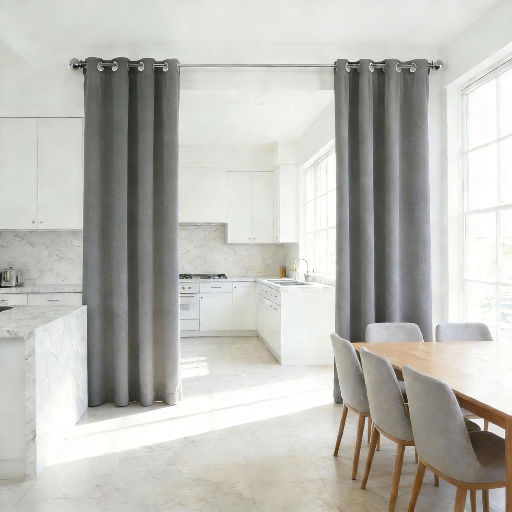 Rideau occultant doux gris thermique 220x210 cm pour protéger votre intérieur