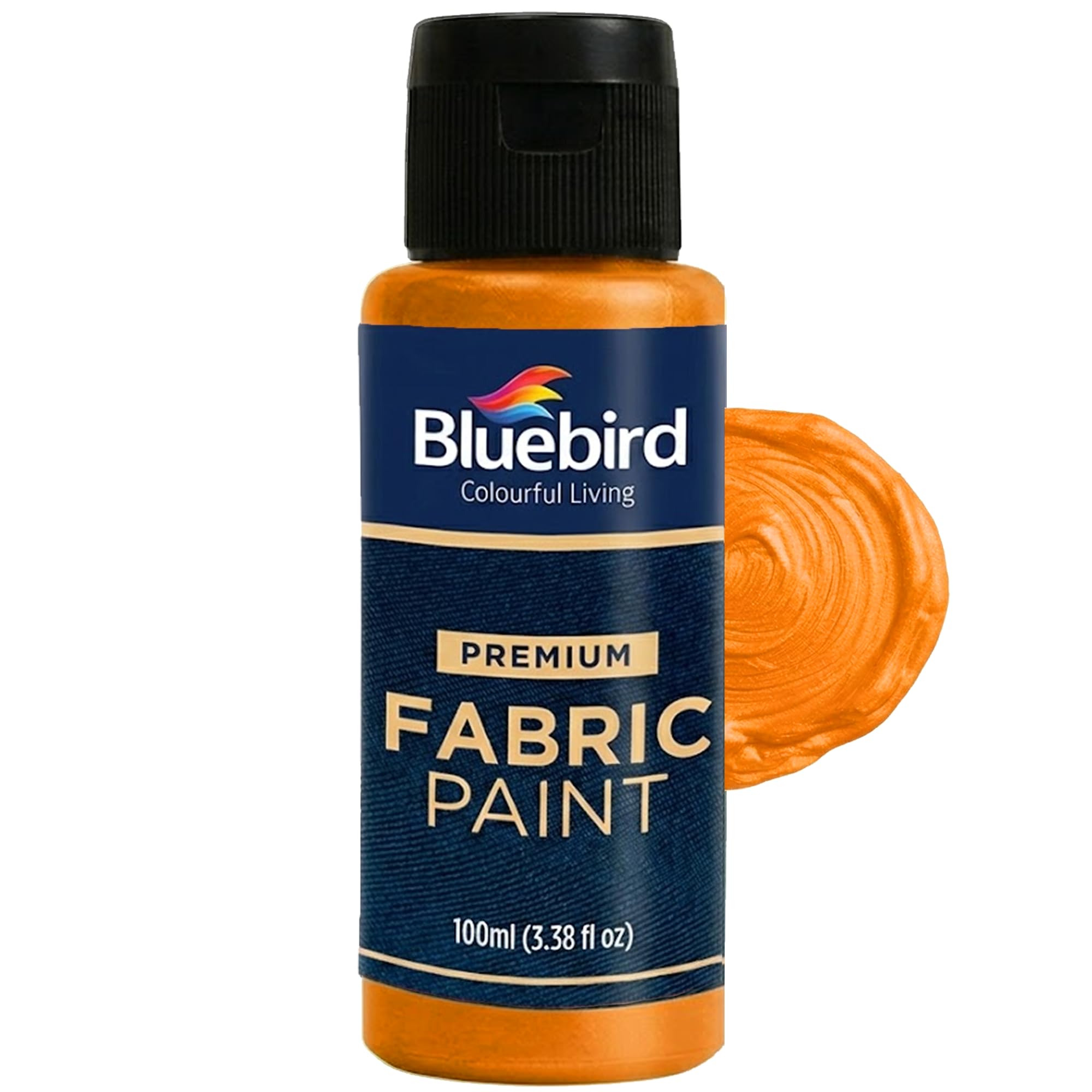 BLUEBIRD Fabric Paint Iridescent Zesty Orange - 3.4 Fl Oz / 100 ML
