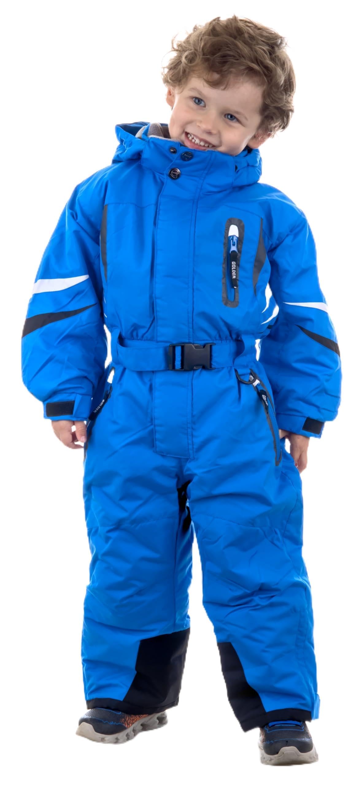 Golder Kinder Skianzug Jungen Mädchen mit Kapuze Winddichter Wasserdichter Schneeoverall