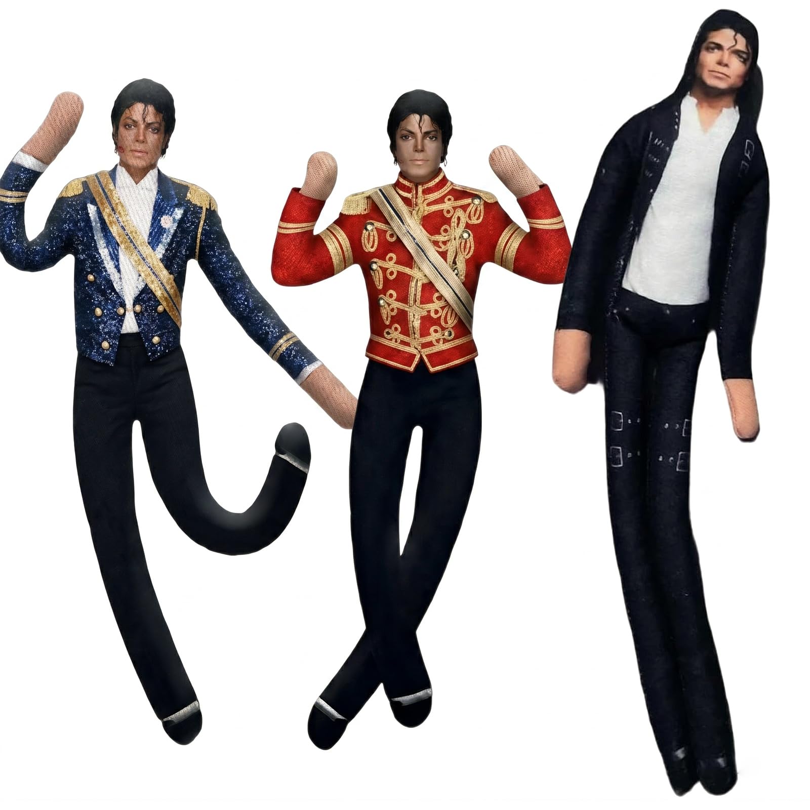 HNIEHEDT Poseable Plush Doll 3-Pack, Moveable Limbs Music Fan Decor Toy
