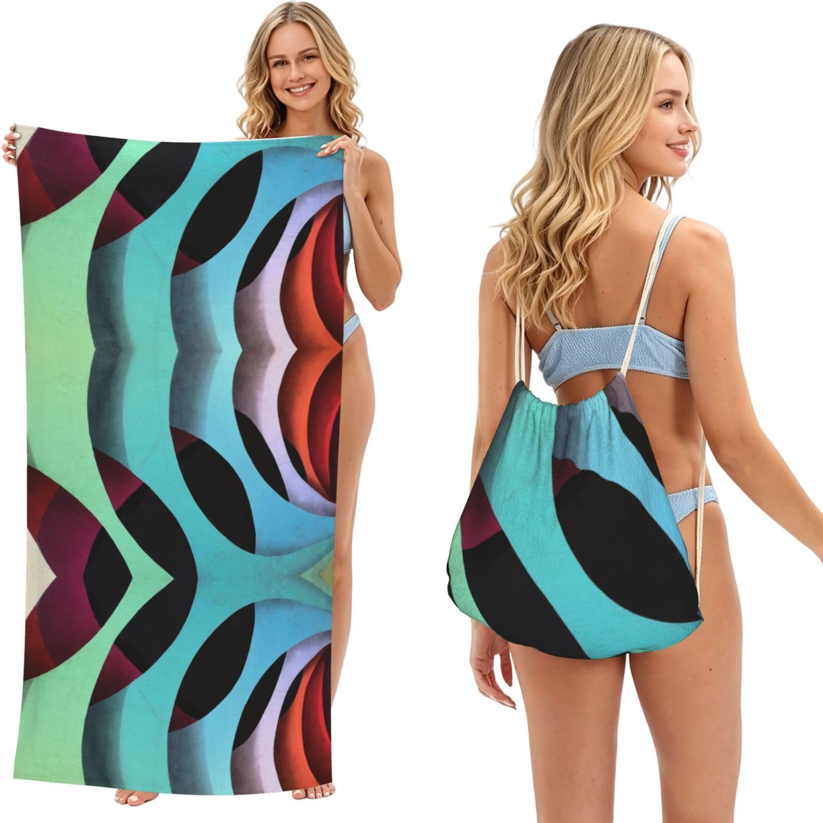 Serviette de plage pour adultes Colorful World séchage rapide 180x60cm