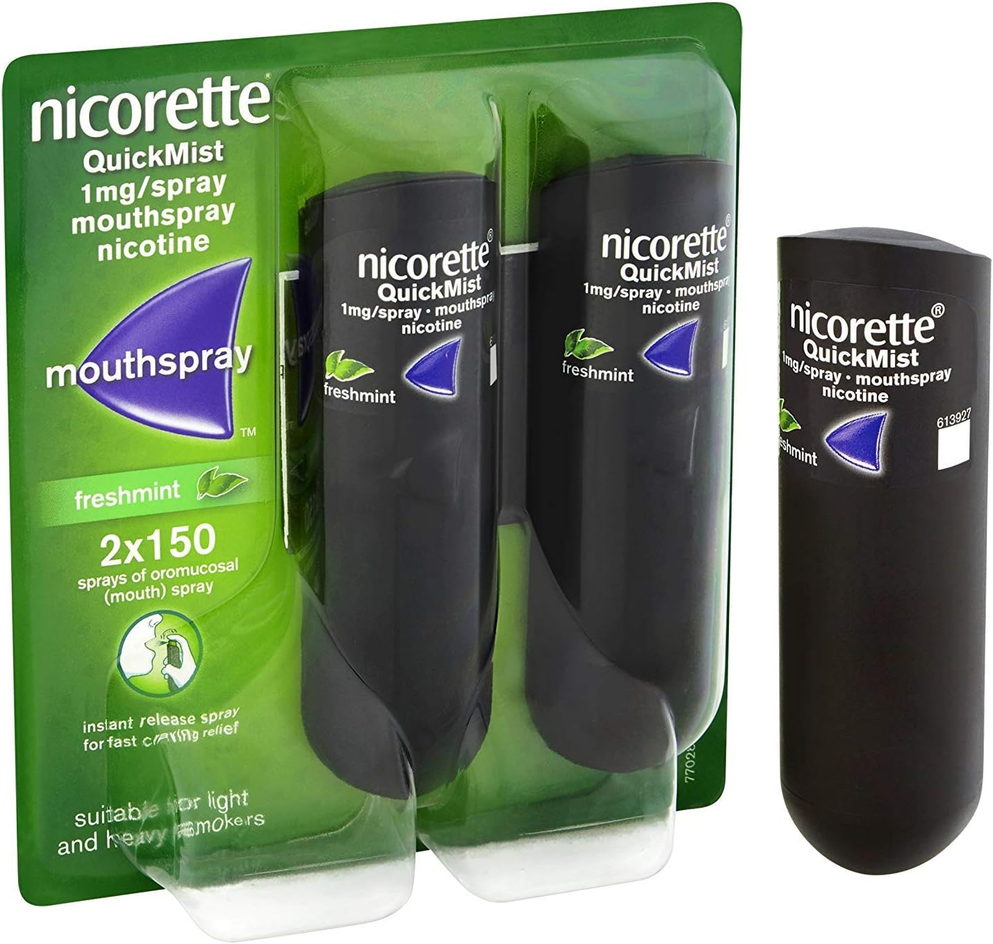 6 x Nicorette QuickMist 1mg/Spray Mouthspray Freshmint 2 x 150 Sprays