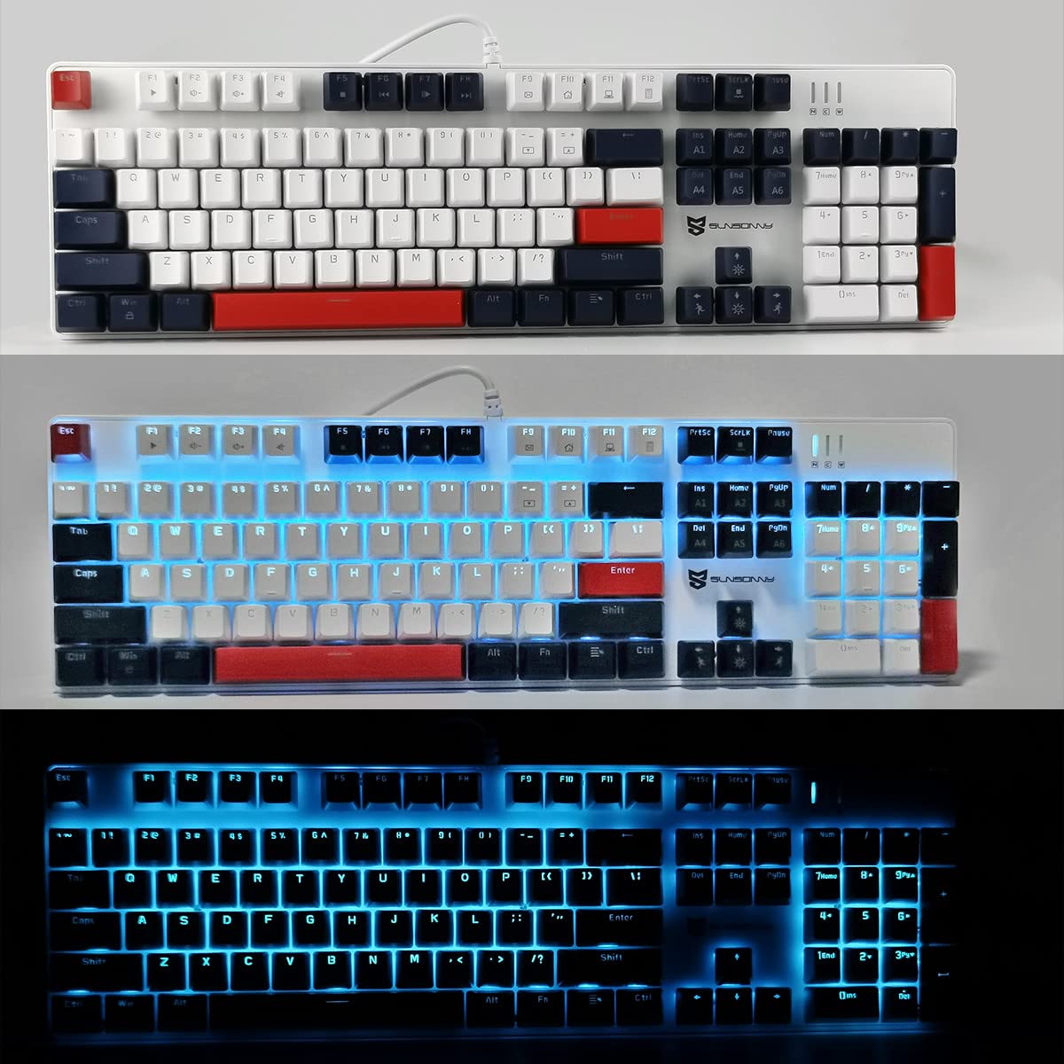 プチカスタムゲーミングキーボード 青軸 104キー 青白LED Amazon.co.jp: Merdia メカニカル式ゲーミングキーボード 全104
