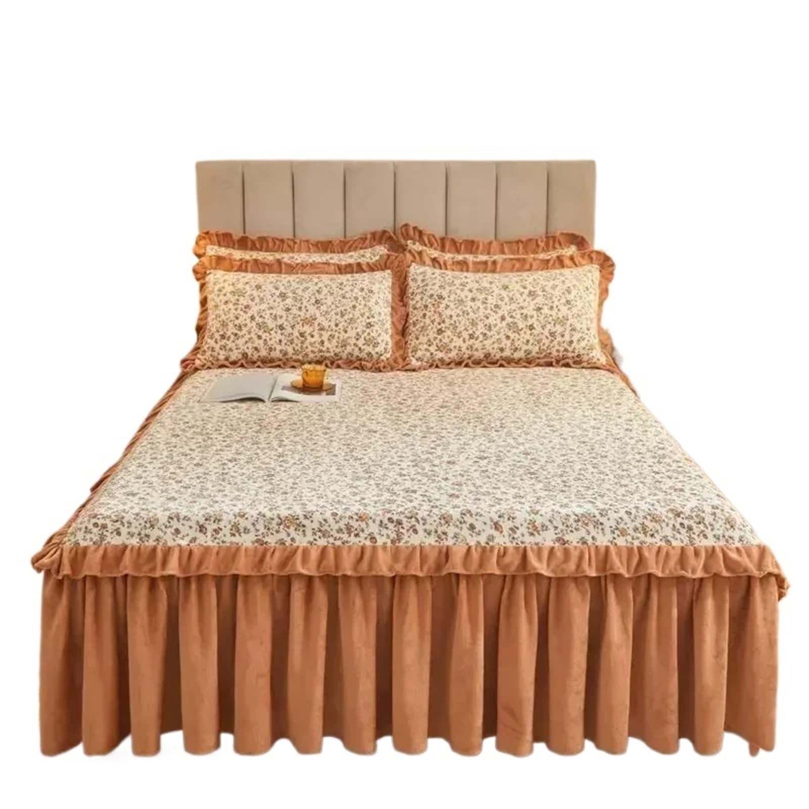 Jupe de lit en peluche fleurie 180x200 pour matelas d'hiver