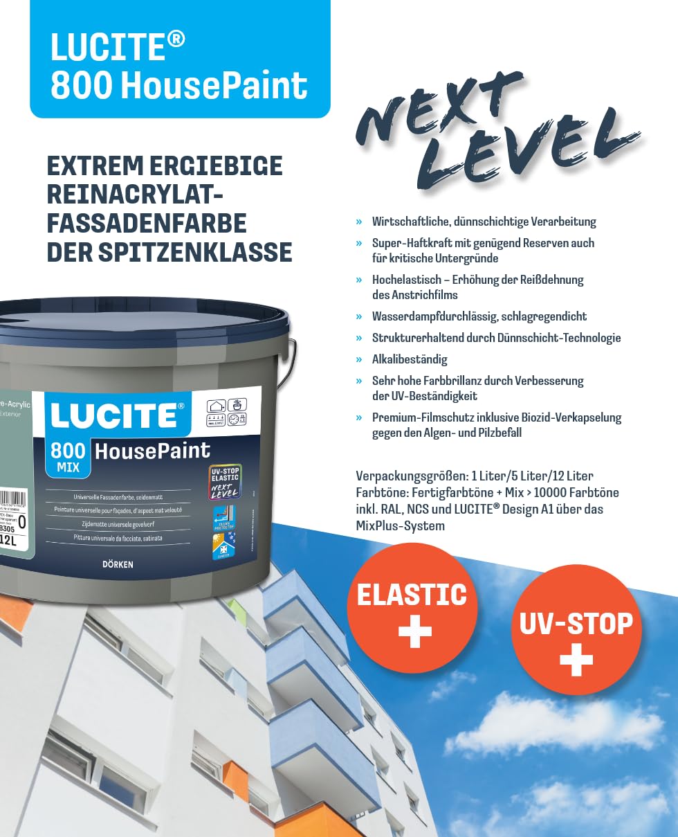 LUCITE House-Paint 12L Universal Fassadenfarbe, weiss, seidenmatt