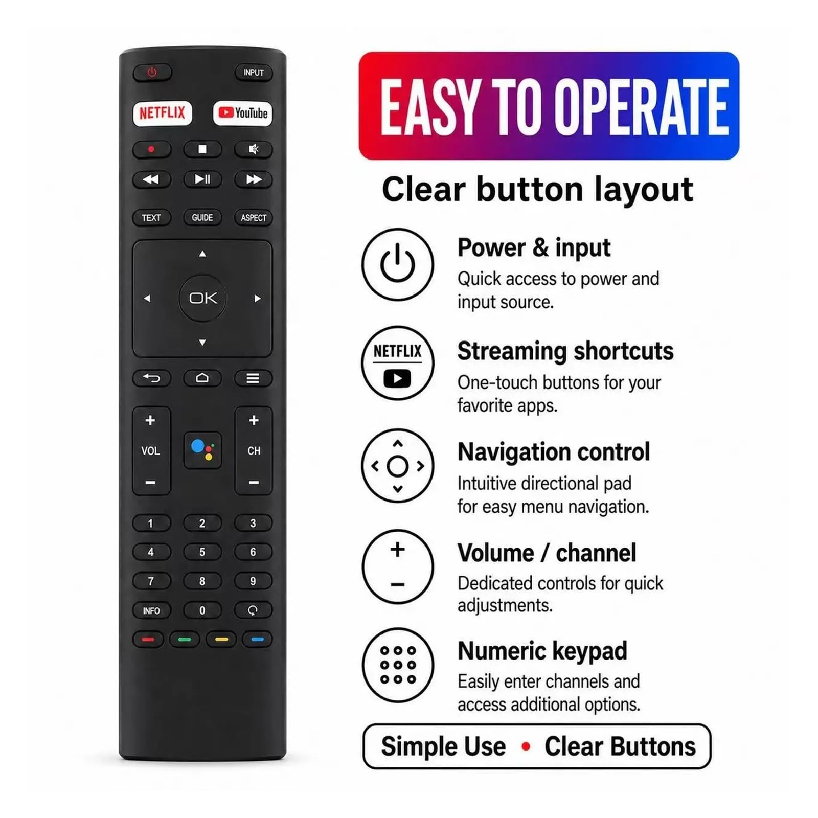 Télécommande Universelle sans Voix, modèles JVC, télécommande TV
