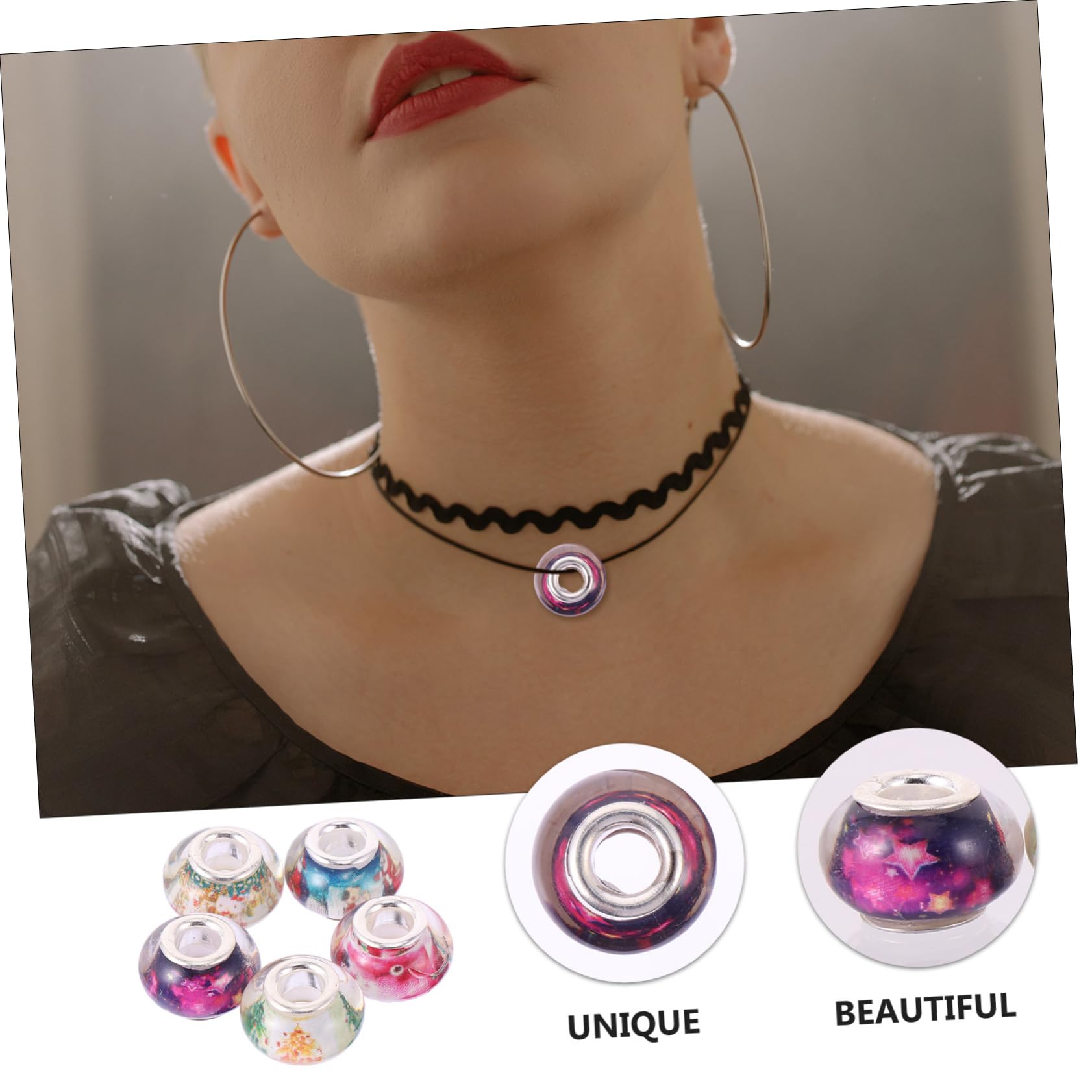 SHINEOFI 200stücke Große Lochperlen Aus Resin Mit Floralen Mustern Für Schmuckherstellung Abstandshalter Für Armbänder Und Halsketten Bastelperlen Für Kreative Projekte