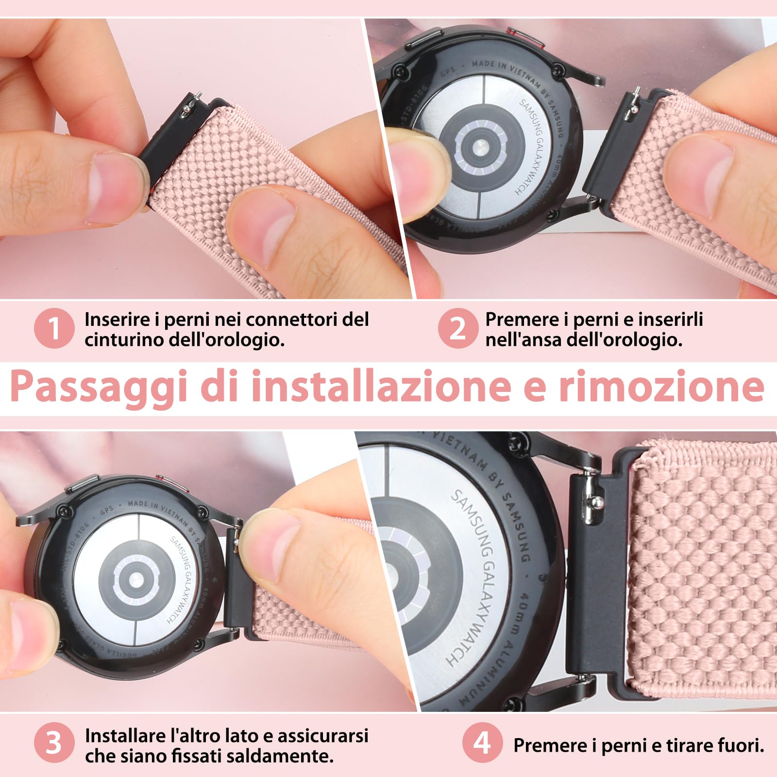 TumCez Regolabile Elastico Sgancio Rapido Cinturino Orologio in Nylon,18mm 19mm 20mm 22mm 24mm Cinturino per Samsung/Garmin/Fossil/Amazfit/Huawei Orologio per Uomo Donna