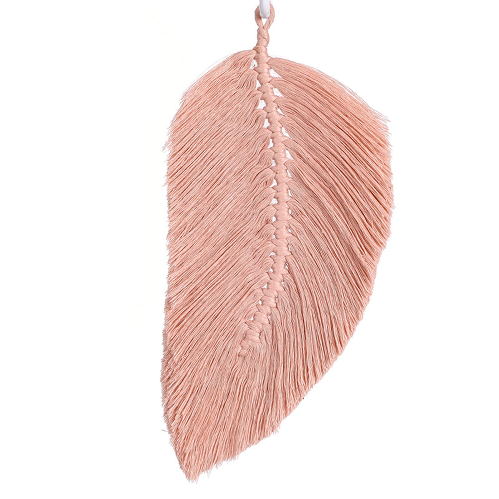 GEQIAN Macrame Wall Hanging Woven Tapestry - Macrame Wall Hanging Leaf Feather Boho Decor Cotton Cord Nordic Style Tapestry Toy Kids Room Tassels Decor Home
