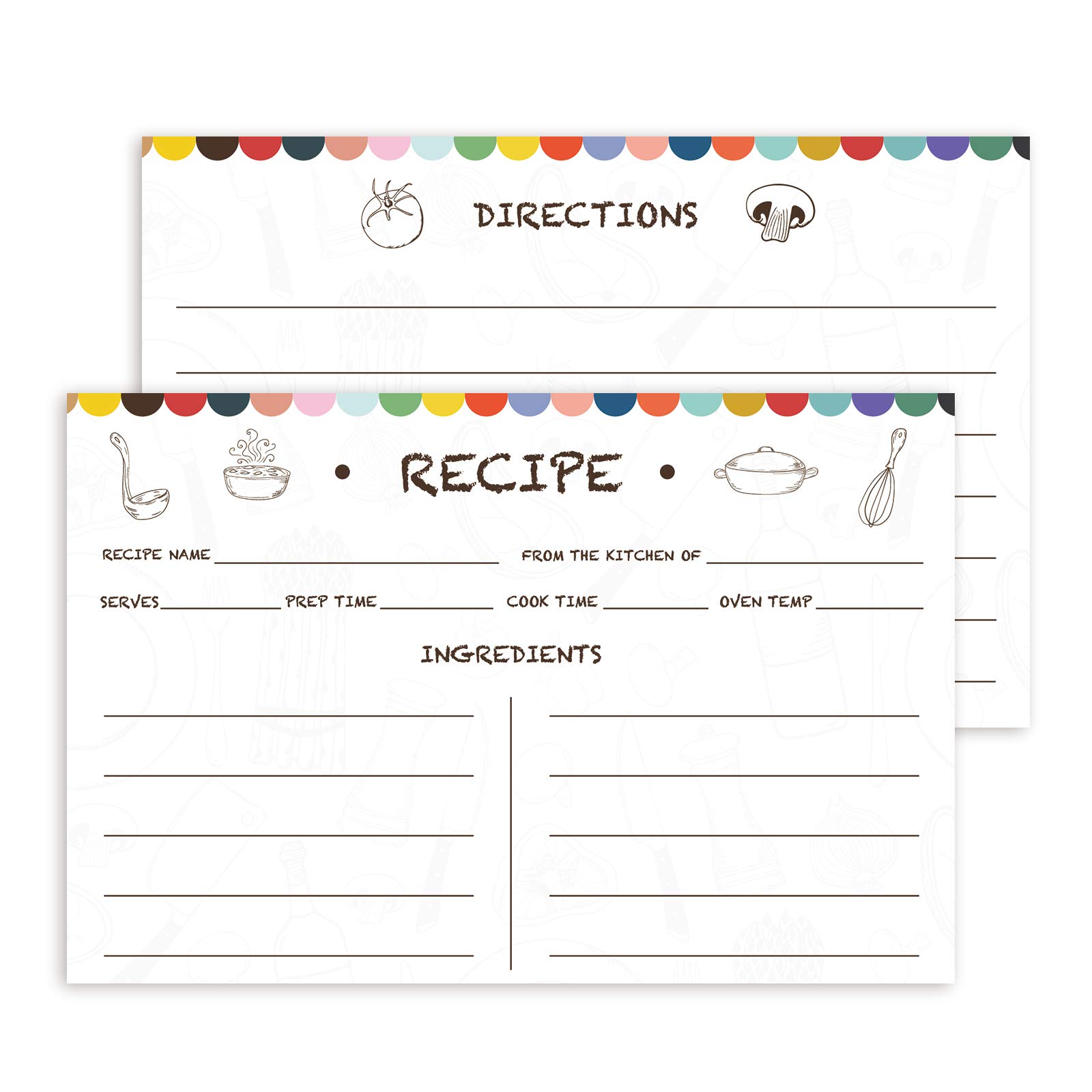 Amazon.com: Double Sided Recipe Cards 4x6 Inch, 50 Blank Recipe Cards with  Lines Printed,Premium Design, Ideal Gifts for Bridal Shower, Weddings,  Graduation and Mother's Day : Home & Kitchen