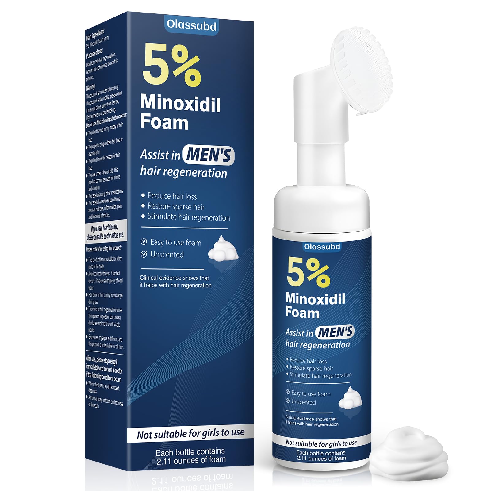 Minoxidil 5 Foam for Men Hair Growth Foam Suitable