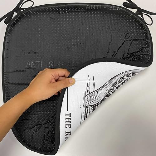 Miniatura 5 de Lunarable Juego de 6 cojines náuticos para silla, diseño de historia de aventura de monstruo, diseño de pulpo, atrapa el viejo barco velero, diseño