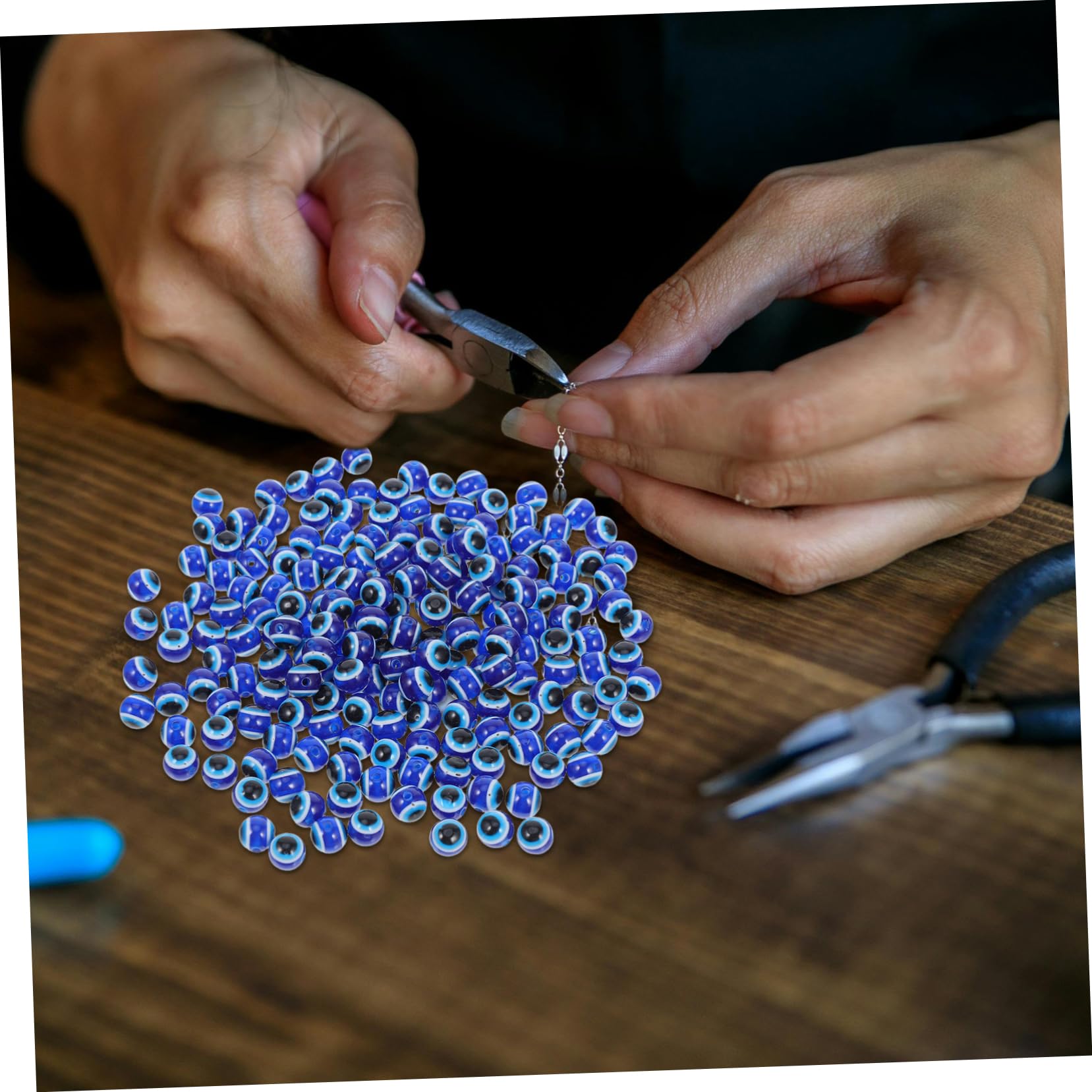 SHINEOFI 600stücke Blaues Augen-design Resin Runde Spacer Perlen Für Armbänder Und Bastelprojekte Für Kreative Schmuckherstellung Und Heimdekoration
