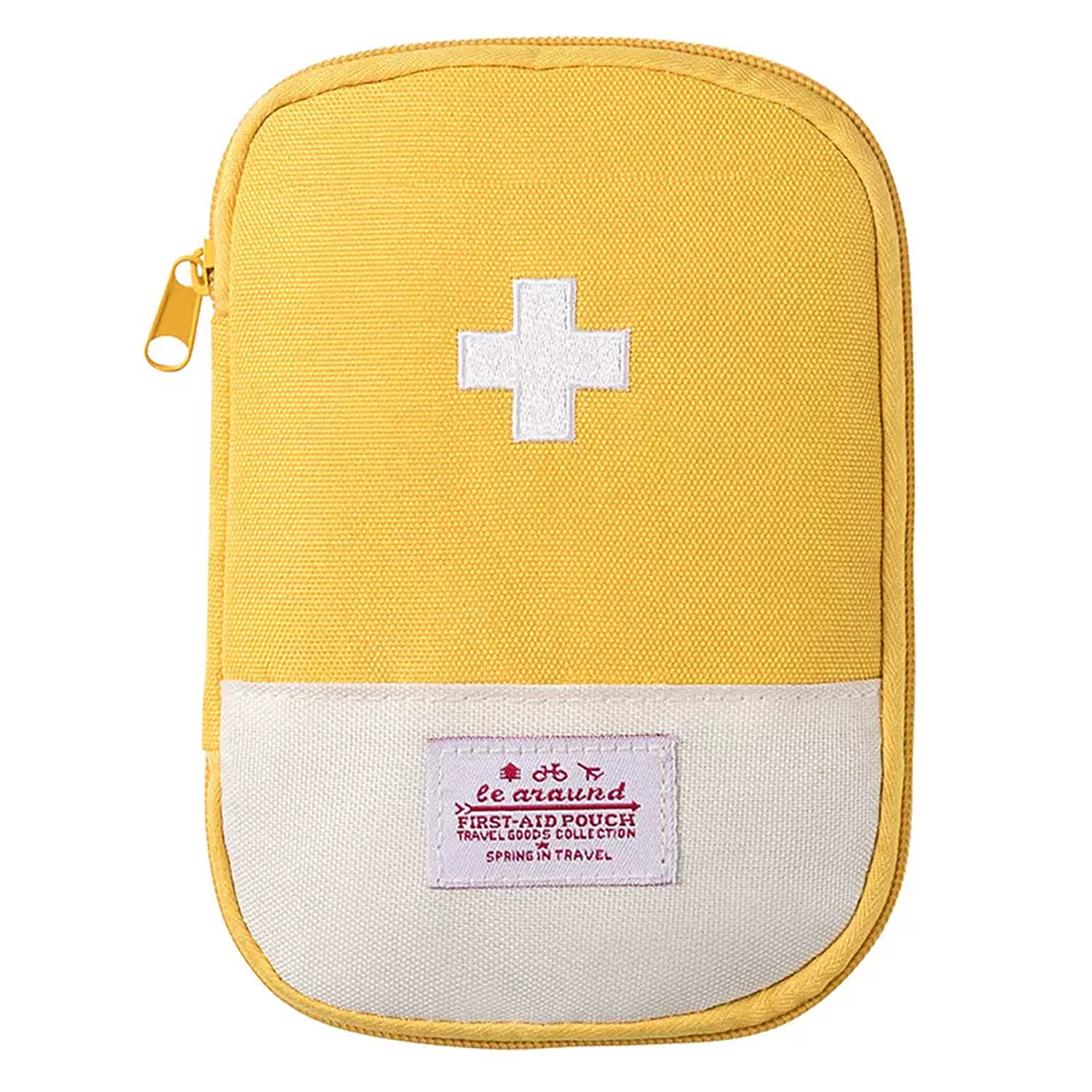 House of Quirk First Aid Bag,Empty First Aid Pouch,Mini Portable Medical Bag for Outdoor Camping Hiking Travel Emergency,Multifunction Emergency Medicine Storage (Yellow)