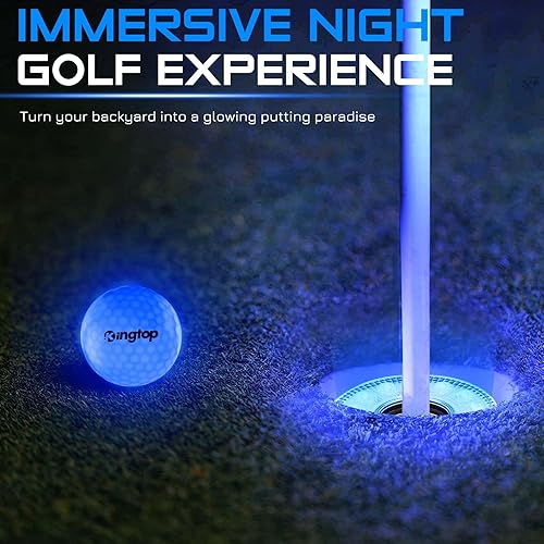 Miniatura 6 de KINGTOP Luz LED para hoyo de golf con lente antirreflejos - Operada a pilas, luces de taza de golf que brillan en la oscuridad, ideal para golf