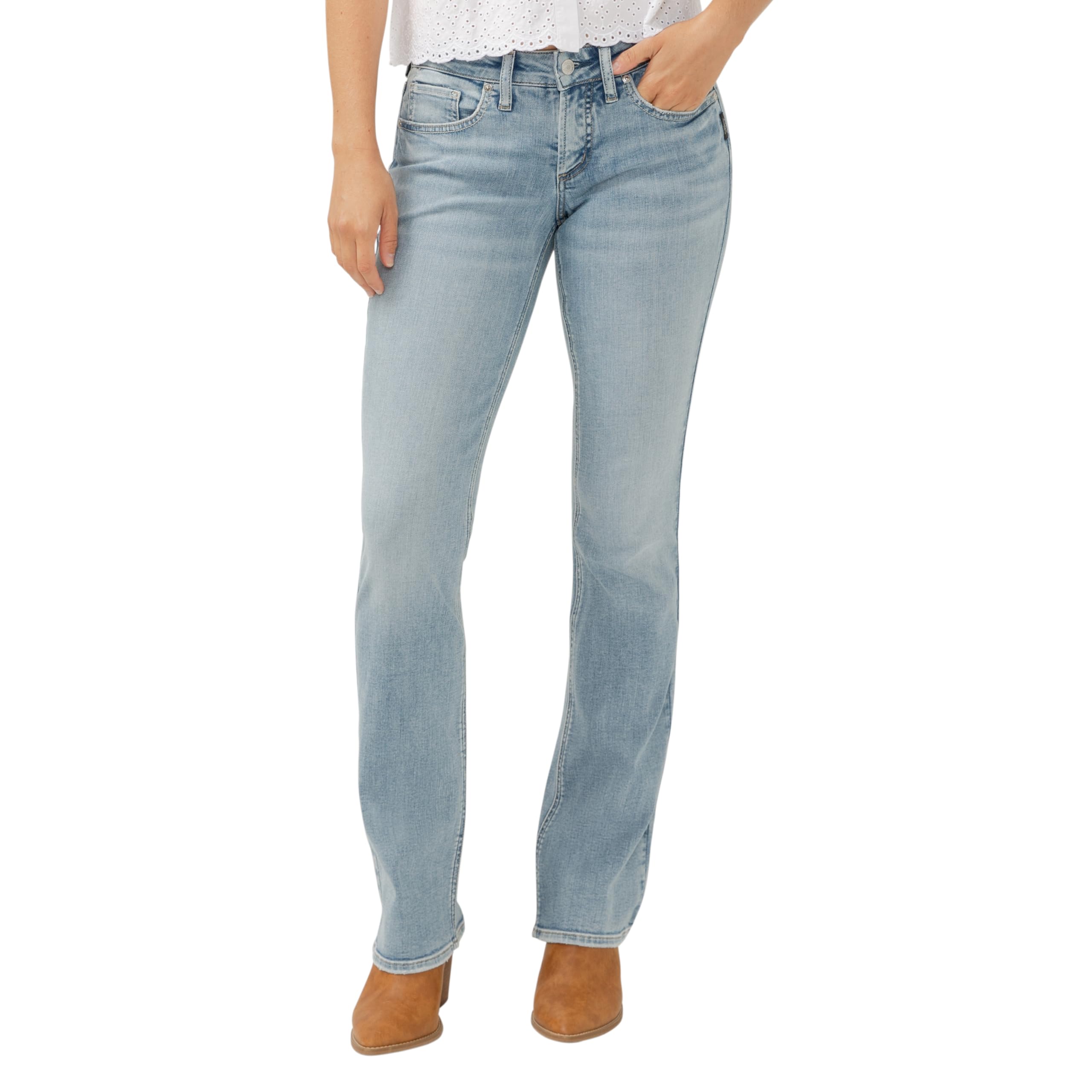 Silver Jeans Co. Women's Britt Low Rise Curvy Fit Slim Bootcut Jeans