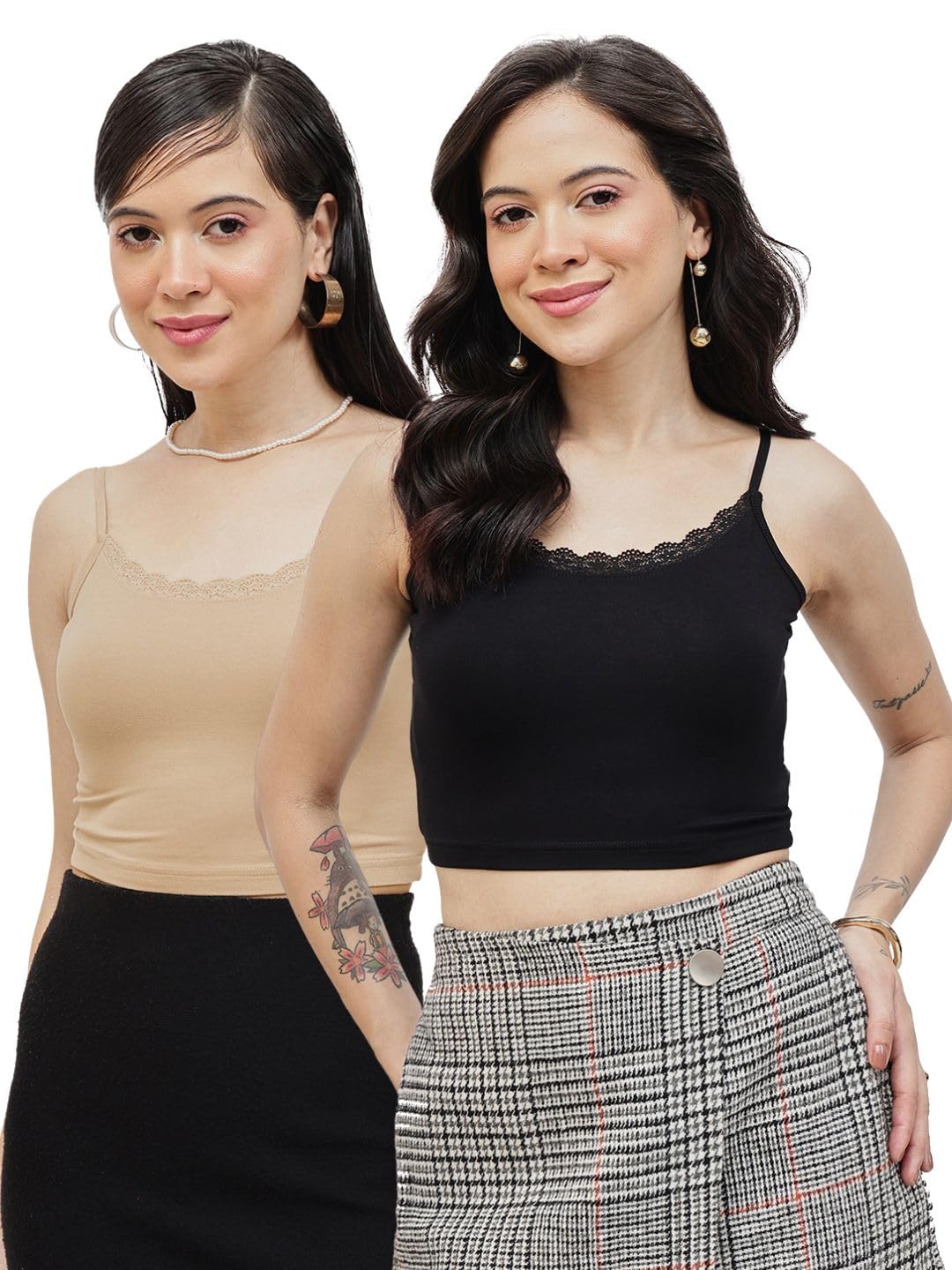 Women's Crop Camisole with Lace- Pack of 2-picture-36
