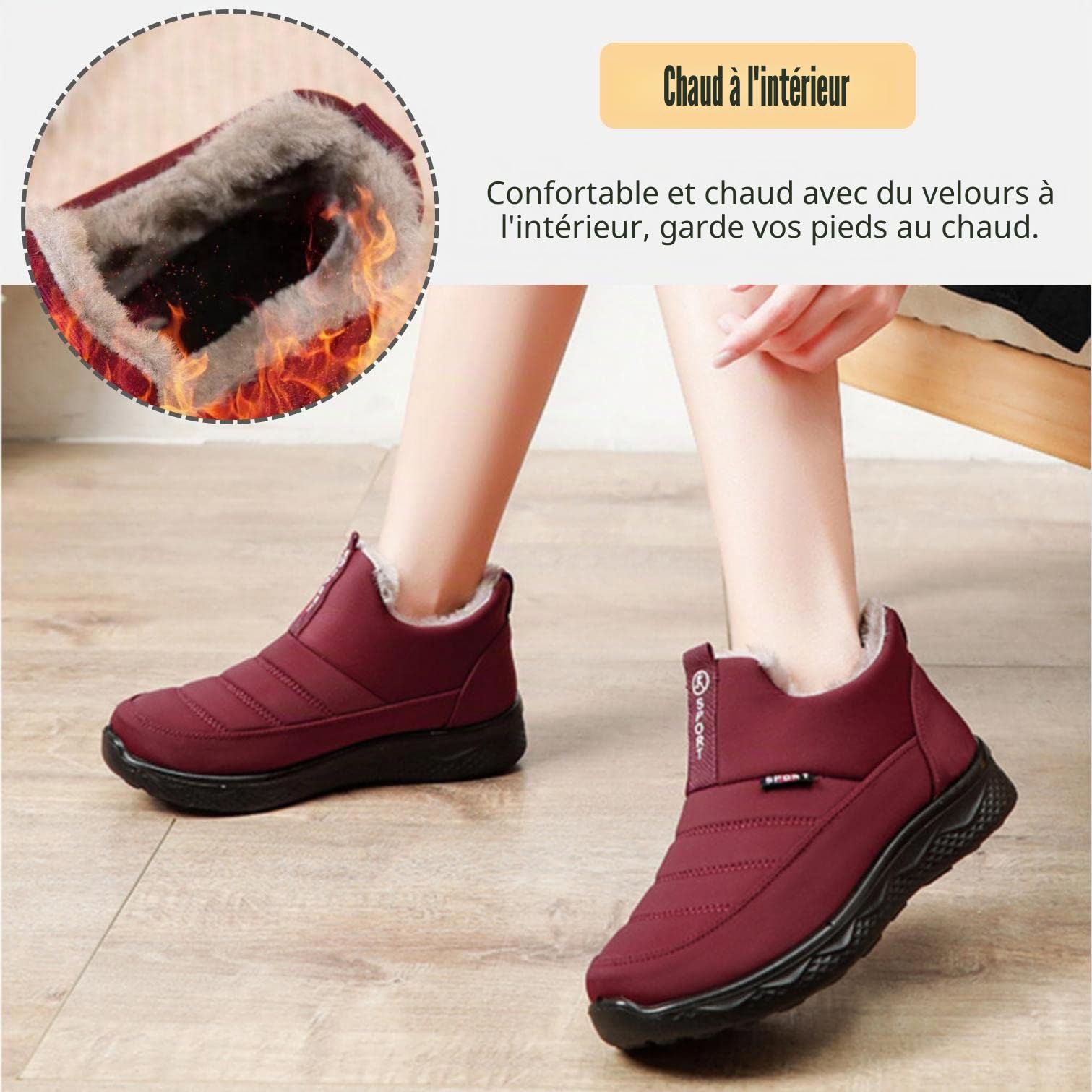 Bottes de Neige Femme Bottes Femme Hiver Chaussures Fourrées Chaude Boots Antidérapantes Chaussures de Marche