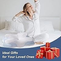 Vista 7 de Almohada cervical de mariposa de espuma viscoelástica para aliviar el dolor de cuello, almohada ortopédica ergonómica para dormir de lado, espalda